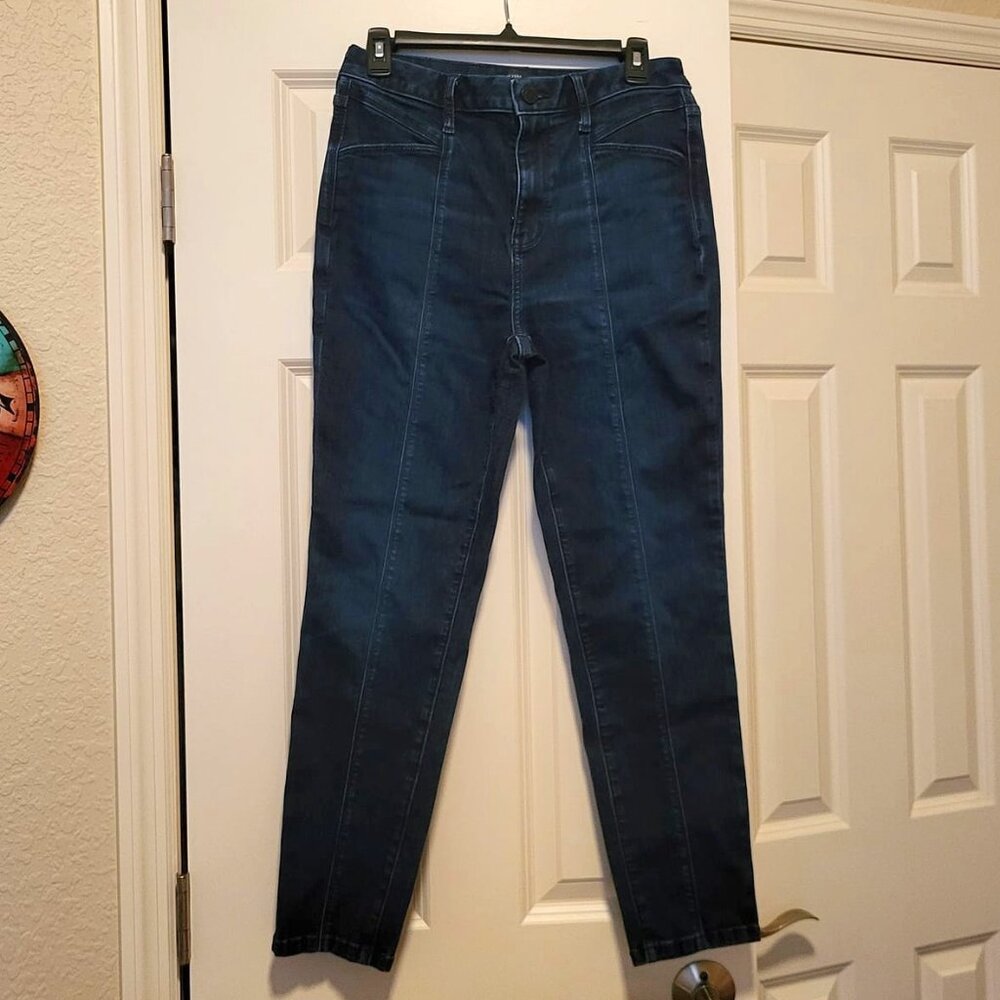 Simply Vera High-Waisted Skinny Jeans, size 10, dark wash with front seam